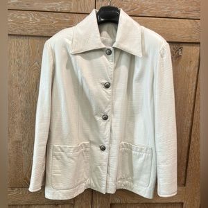 Vakko White Leather textured jacket